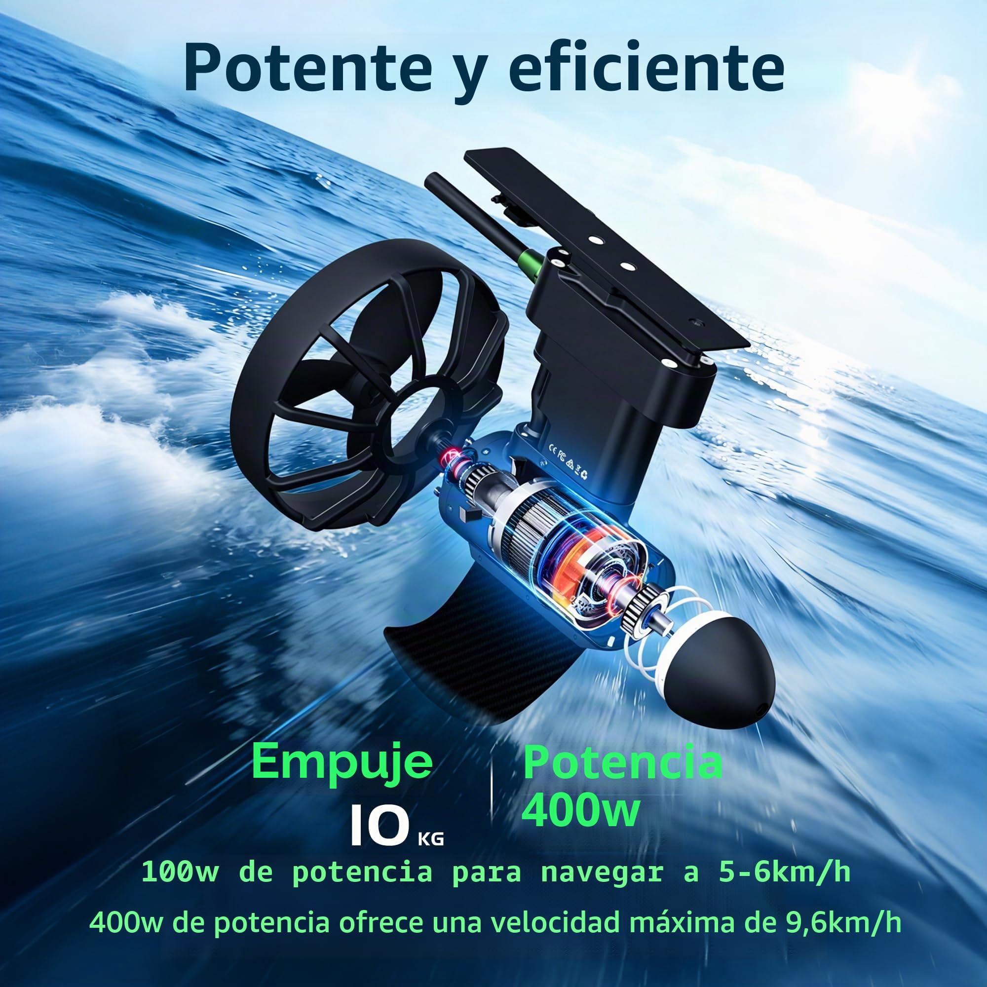 Tedgix K4C Motor para SUP & Kayak, 400 W sin escobillas, propulsión submarina con batería B8 y mando a distancia con control de crucero, aleta eléctrica para Stand Up Paddle, aleta Boost para canoa