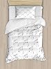Ambesonne Music Duvet Cover Set, Musical Notes Theme Melody Sonata Singing Song Clef Tunes Hand Drawn Style Pattern, Decorative 2 Piece Bedding Set with 1 Pillow Sham, Twin Size, Charcoal Grey