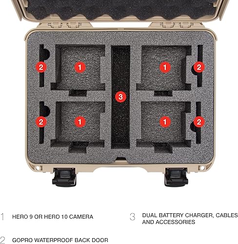 Miniatura 8 de Nanuk Estuche rígido impermeable 910 con inserto de espuma para cuatro GoPro Hero 9 y 10 - Bronceado (910-4GOPH90)