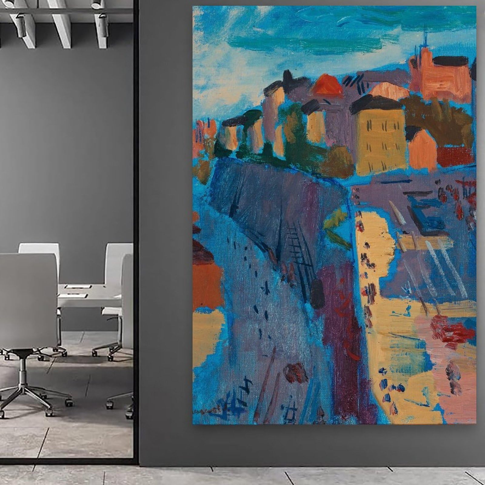 View over Katarinavägen And Stadsgården by Isaac Grünewald​Impresiones en Lienzo Modernas, Cuadros Decorativos Para Habitaciones de Niños o Niñas, Murales Para Salón Y Pinturas Con Motivos Festivos