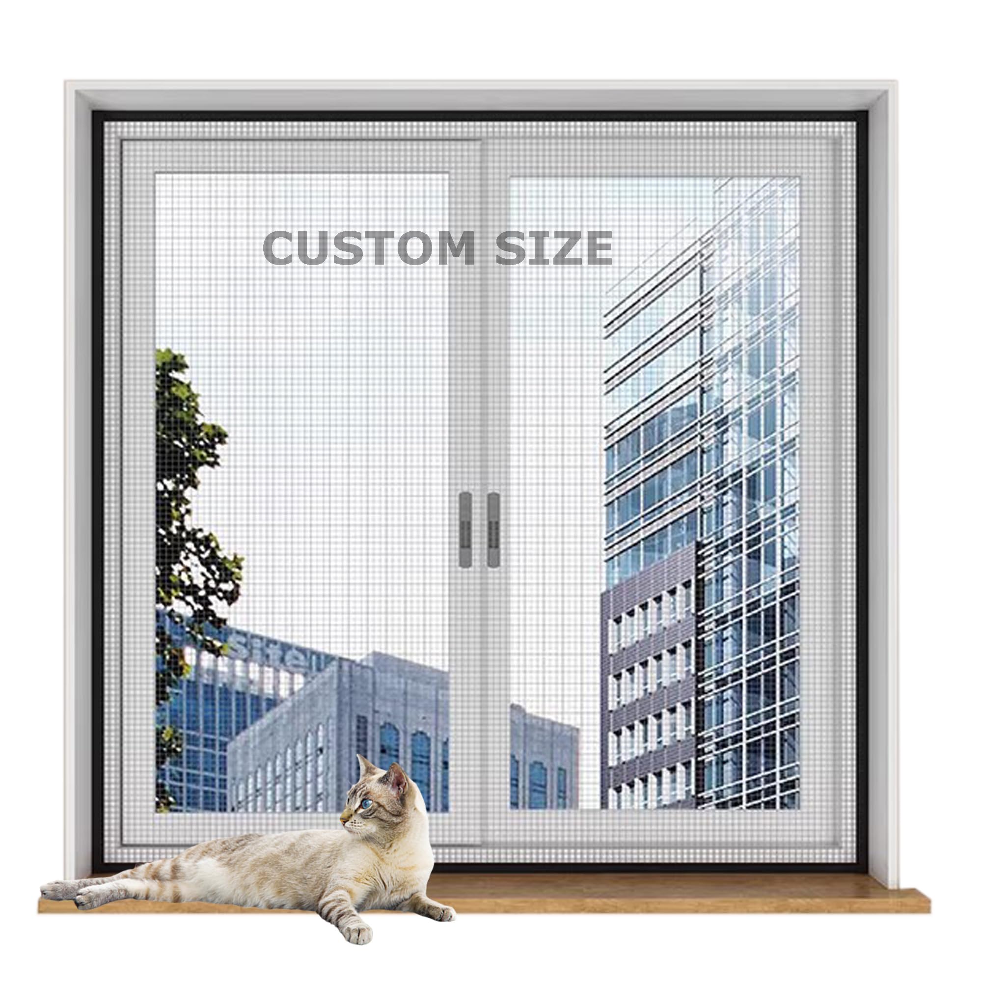 Hruile White Custom Self-Adhesive Cat Proof Window Net Mesh, Insect-Proof Netting Protects Against Flies, Window Screen Mosquito Netting, Indoor Cat Safety Netting