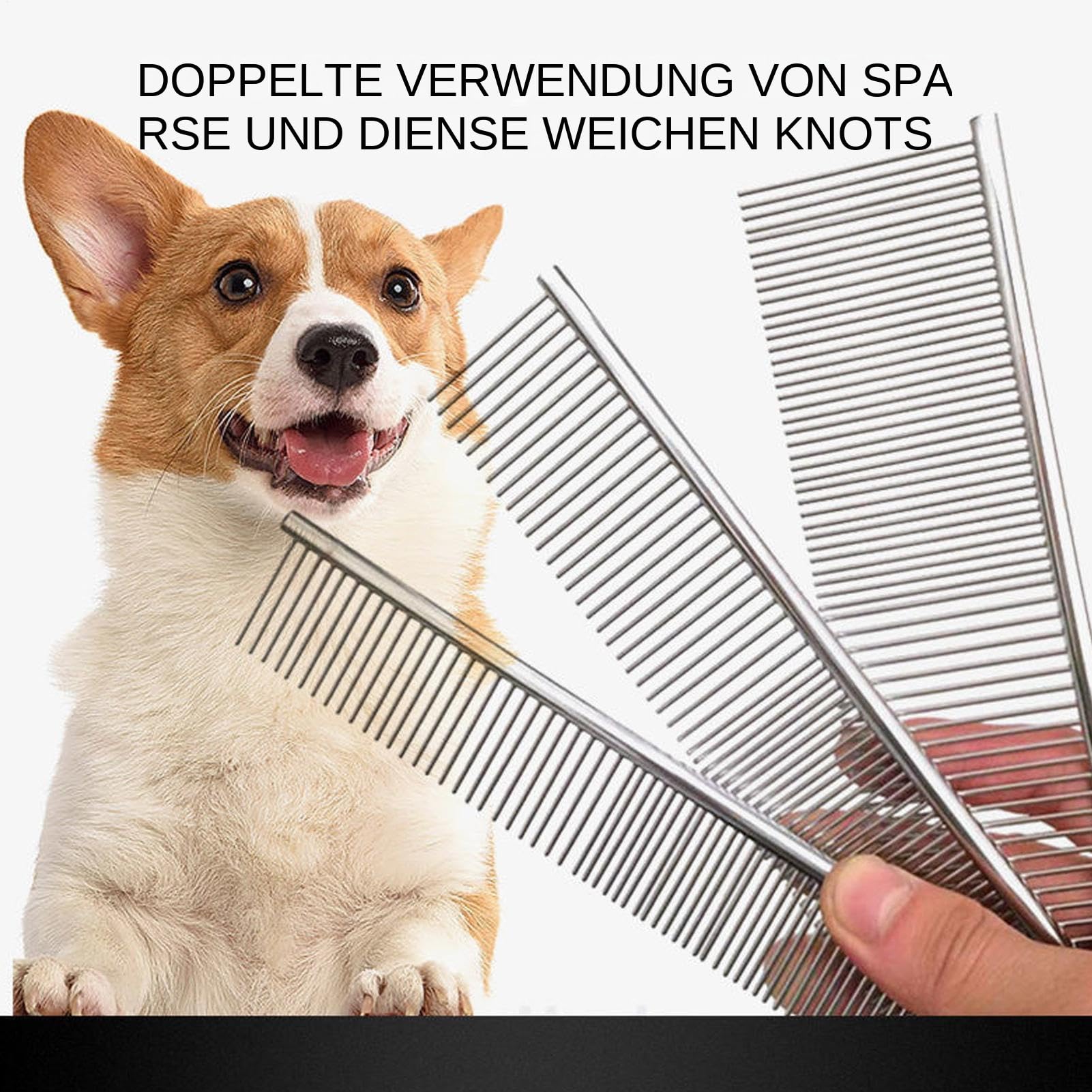 Pet Comb - Metall Hundekamm Zur Fellpflege - Entwirrbürste mit | abgerundeten Zähnen für kurz- und langhaarige Hunde und Katzen zur täglichen Reinigung Pflege für zu Hause, unterwegs