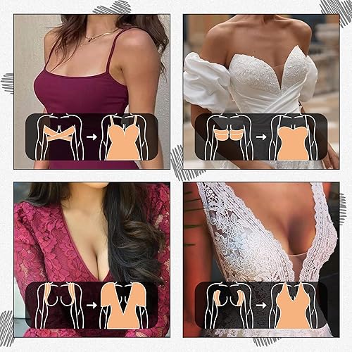 Miniatura 4 de Kit de cinta transparente para pechos, cinta adhesiva para levantamiento de senos con cubiertas de pezón de alce y cinta de moda de doble cara,