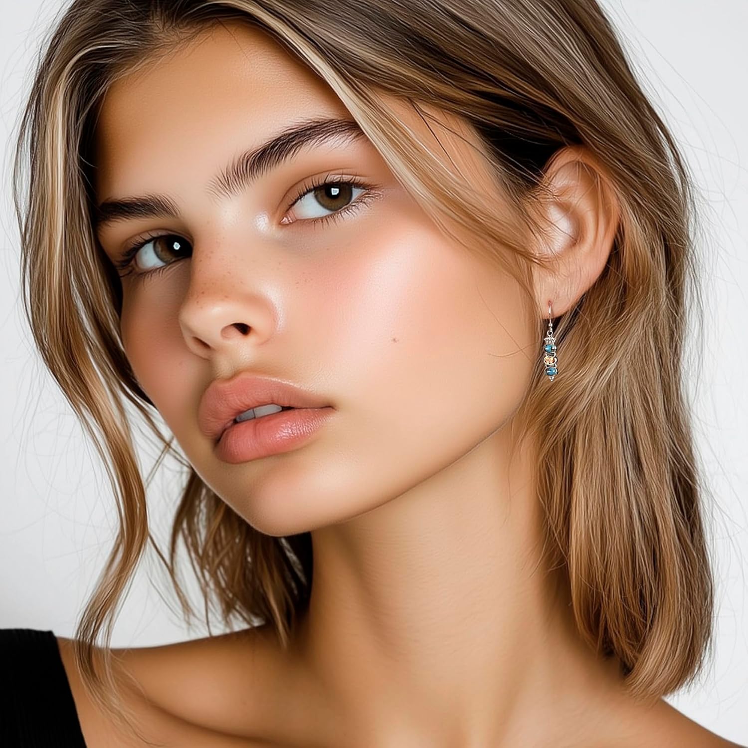 NOVICA Artisan Handmade Citrine Dangle Earrings Turquoise Sterling Silver Reconstituted Yellow Blue India Birthstone [1.6 in L x 0.2 in W x 0.2 in D] Sunshine and Sky - Image 5