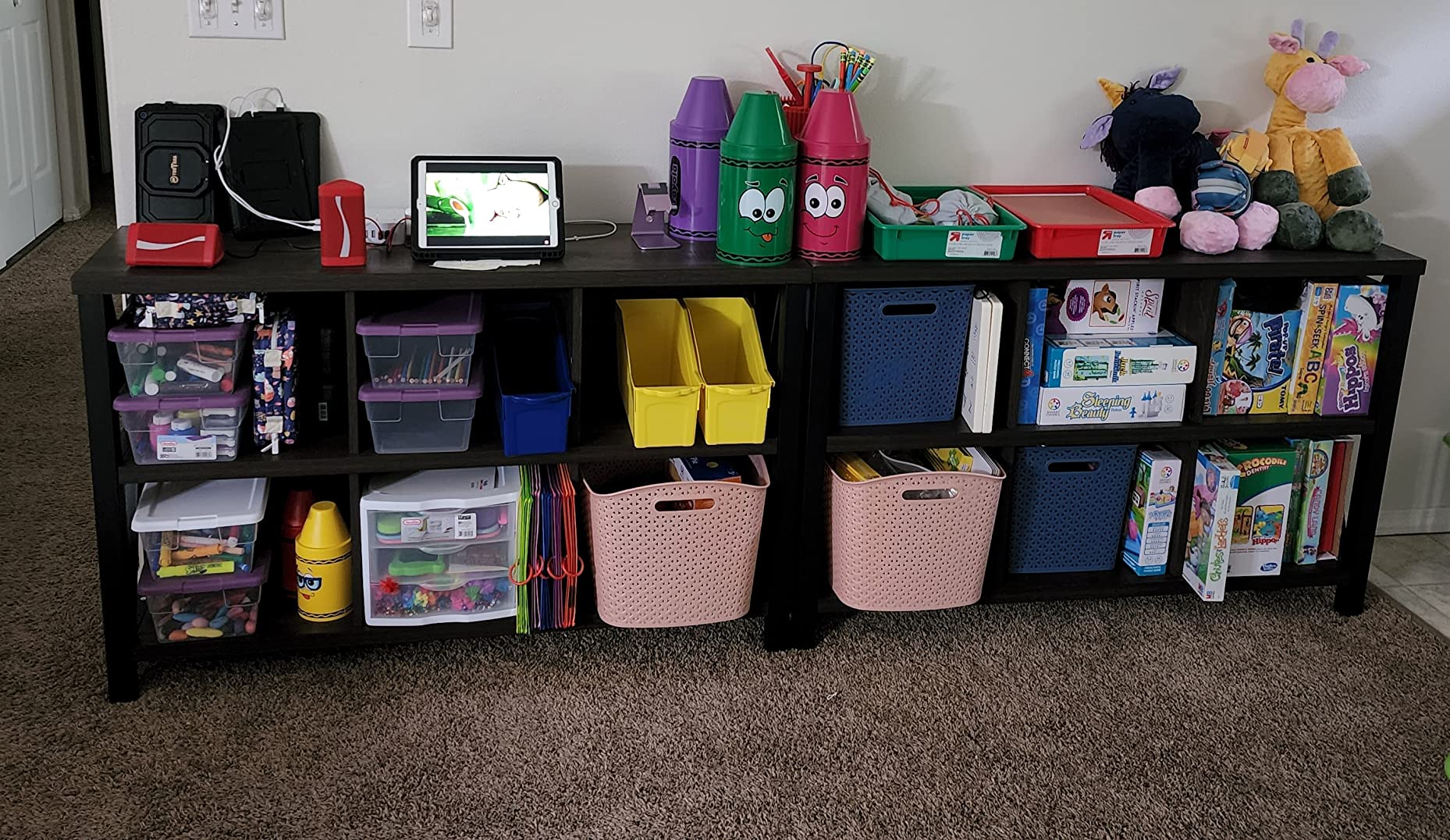 32/mo Finance FATORRI Rustic 6 Cube Storage Organizer with Shelf, Wood and Metal Cubby