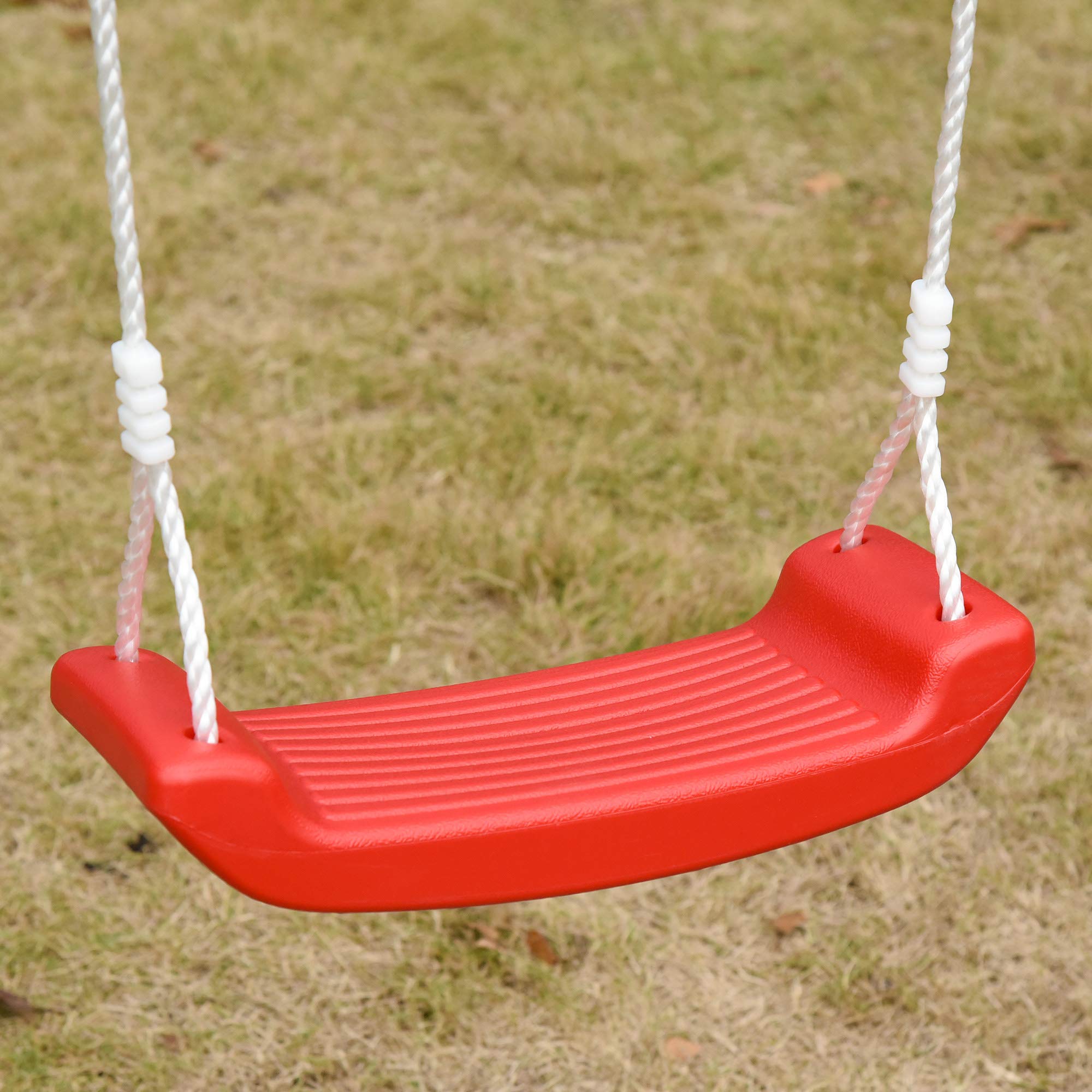 Outsunny Altalena Doppia per Bambini 3+ Anni con Struttura in Metallo, Corda Regolabile, Altalena da Giardino Gioco Esterno, Max 45 kg, 239x156x180 cm, Verde e Rosso