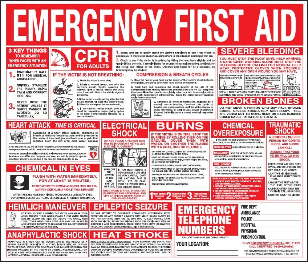 amazon-com-first-aid-wall-chart-22x26-health-household for Free Printable First Aid Chart Amazon.com: First Aid Wall Chart 22x26 : Health & Household for Free Printable First Aid Chart
