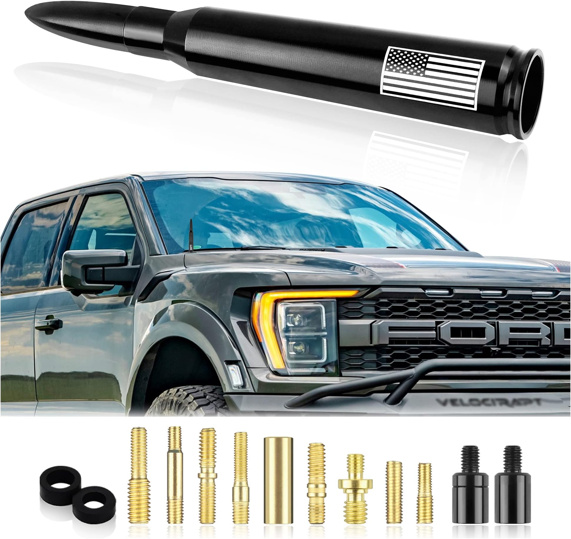 Newest Upgrade American Flag Car Bullet Antenna,Truck Exterior Accessories Antenna