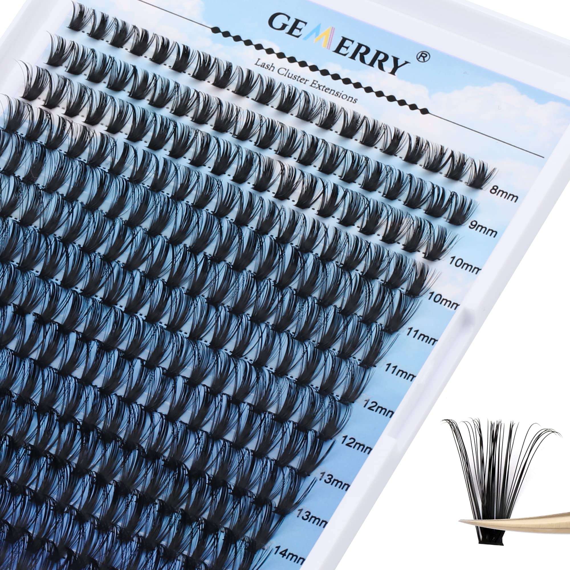 Kit De Extensión De Pestañas Postizas Individuales DIY con 240 PCS 8-16mm Pestañas Pelo a Pelo y Pegamento Pinzas Gemerry (30+40D) — view 13