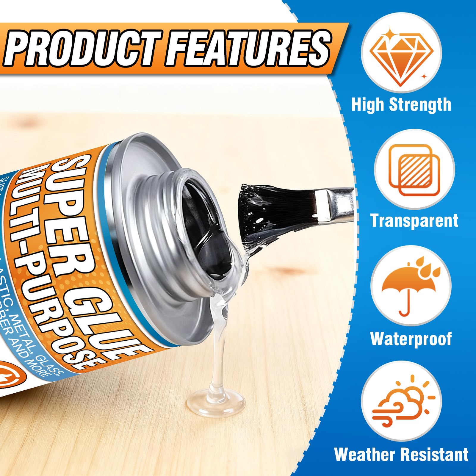 Super Glue with Brush - Strong & Waterproof Adhesive -2 Super Glue with Brush - Strong & Waterproof Adhesive -2