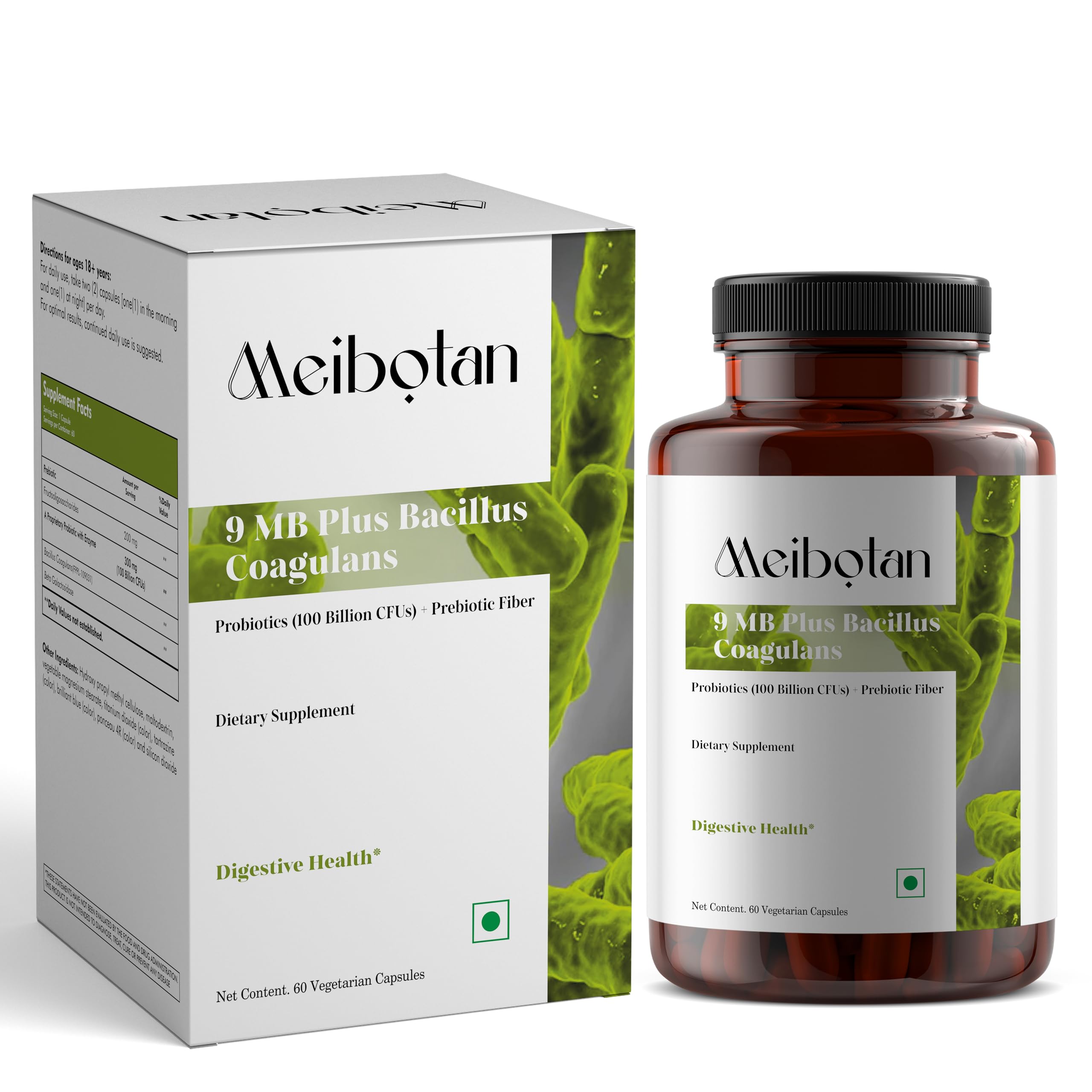 Meibotan Bacillus Coagulans 100 Billion CFU - Natural Probiotic Supplement Supporting Digestive Health, Diarrhea, Gas & Bloating GI & Overall Gut Health for Men & Women (60 Veg Capsules) (B0C9F26BMV) Amazon Price History, Amazon Price Tracker