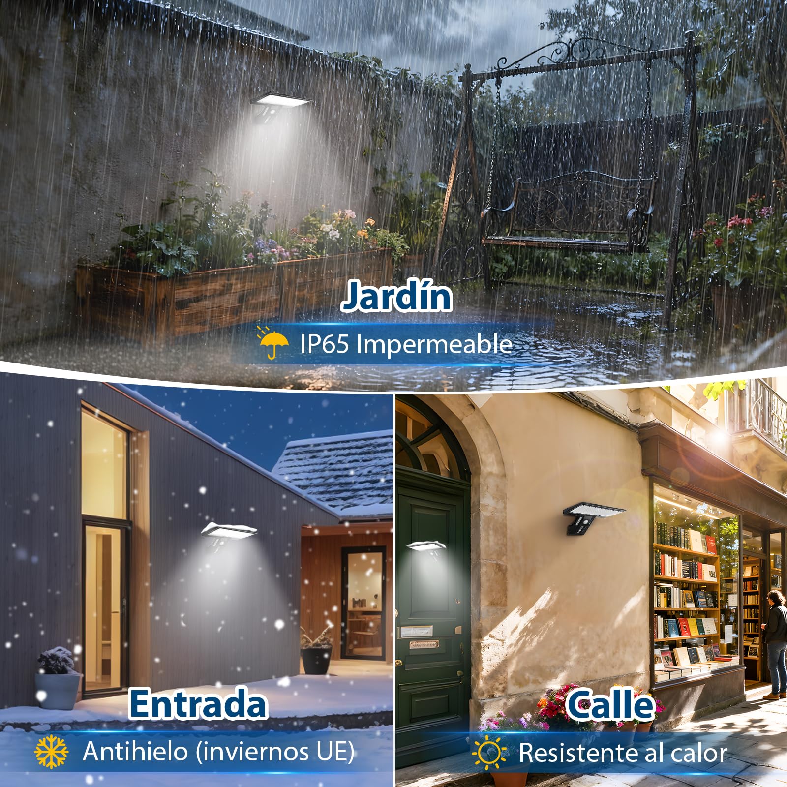 JESLED Luz Solar Exterior, 90 LEDs Focos Led Exterior Solares con Sensor De Movimiento, 2600mAh 3 Modos Luces Solares con Control Remoto, IP65 Impermeable Aplique Lampara para Jardín, 2 Paquete