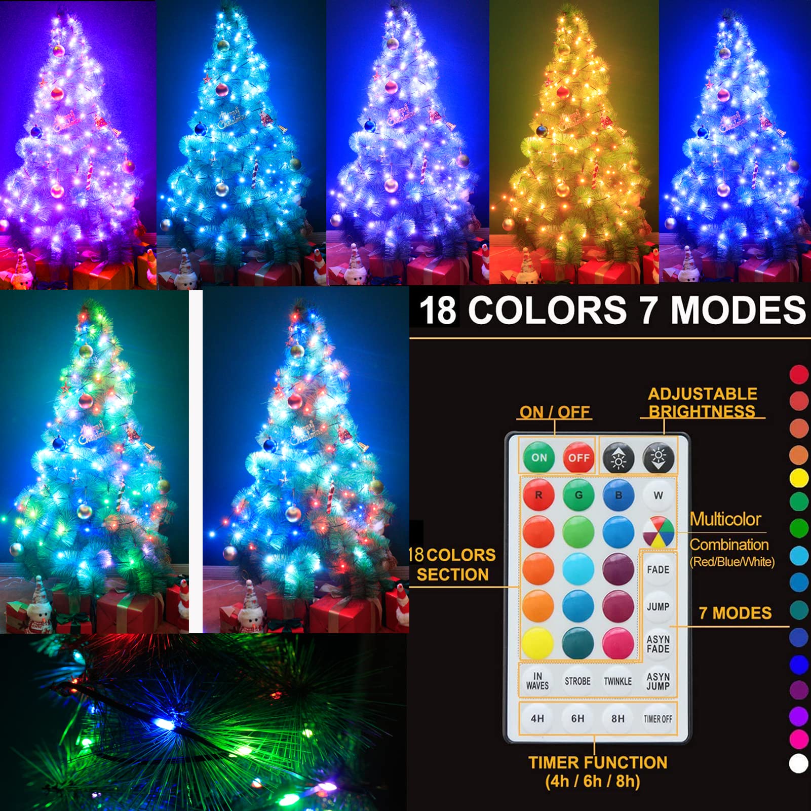200 LED Color Changing Christmas Lights, 66FT Outdoor Christmas Tree