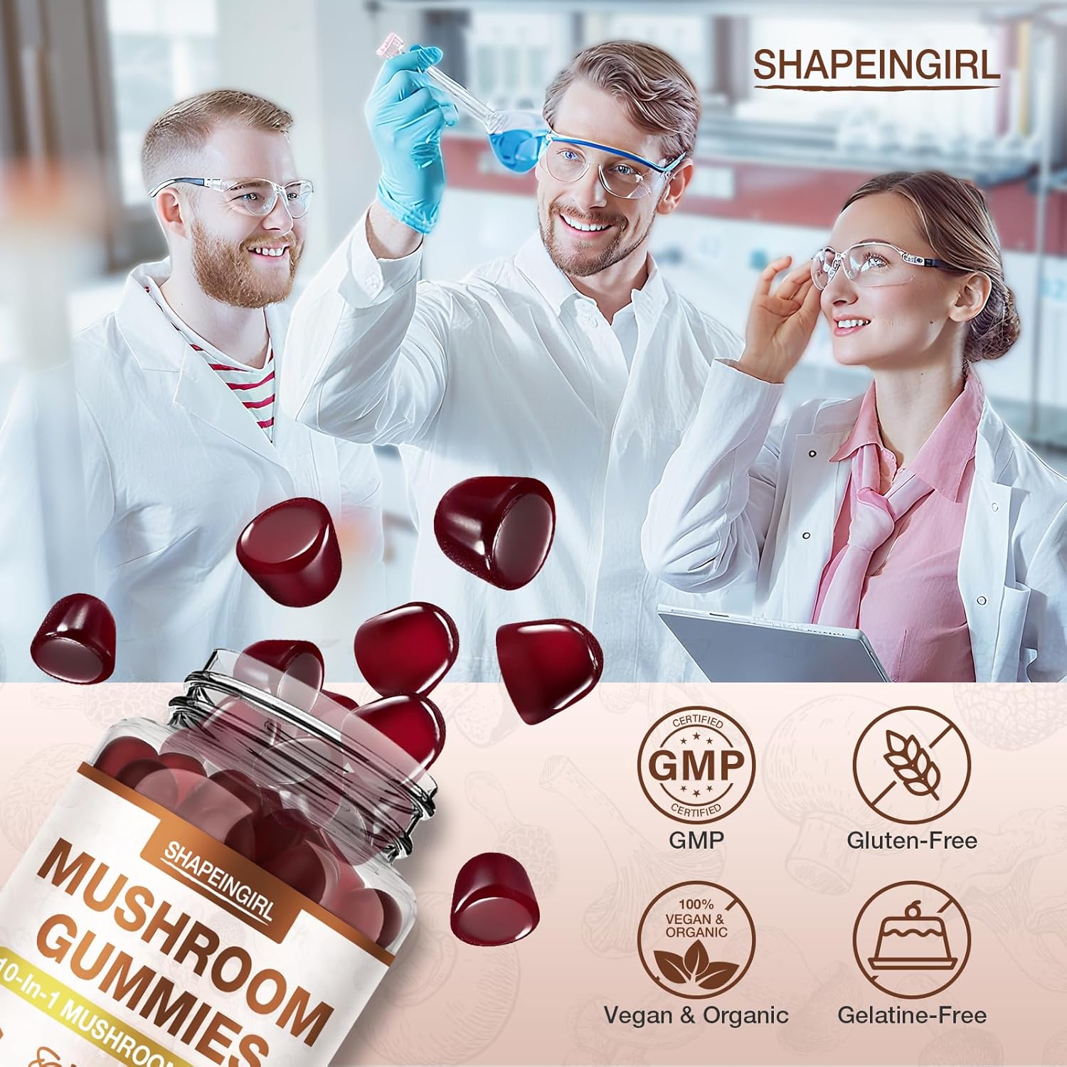 Mushroom Gummies for Adults 10-in-1 Advanced Blend - Immune Support & Cognitive Boost, Mushroom Supplement Complex with Lion’s Mane, Reishi, Chaga, Cordyceps, 160 Gummies - Image 6