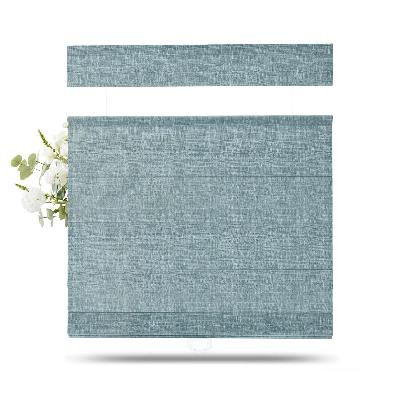 TWOPAGES Linen Top Down Bottom Up Roman Shades for Windows, Everglade Teal