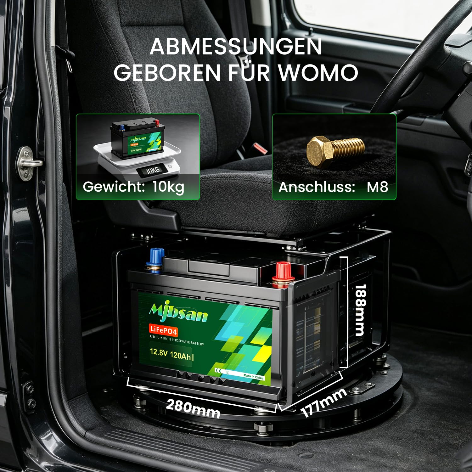 Mjbsan 12 V 100 Ah Deep Cycle LiFePO4 bateria Bluetooth, 100 A BMS, 4000-8000 cykli, maks. moc 1280 W, idealny zamiennik akumulatorów kwasowo-ołowiowych do przyczep kempingowych, na kemping, do