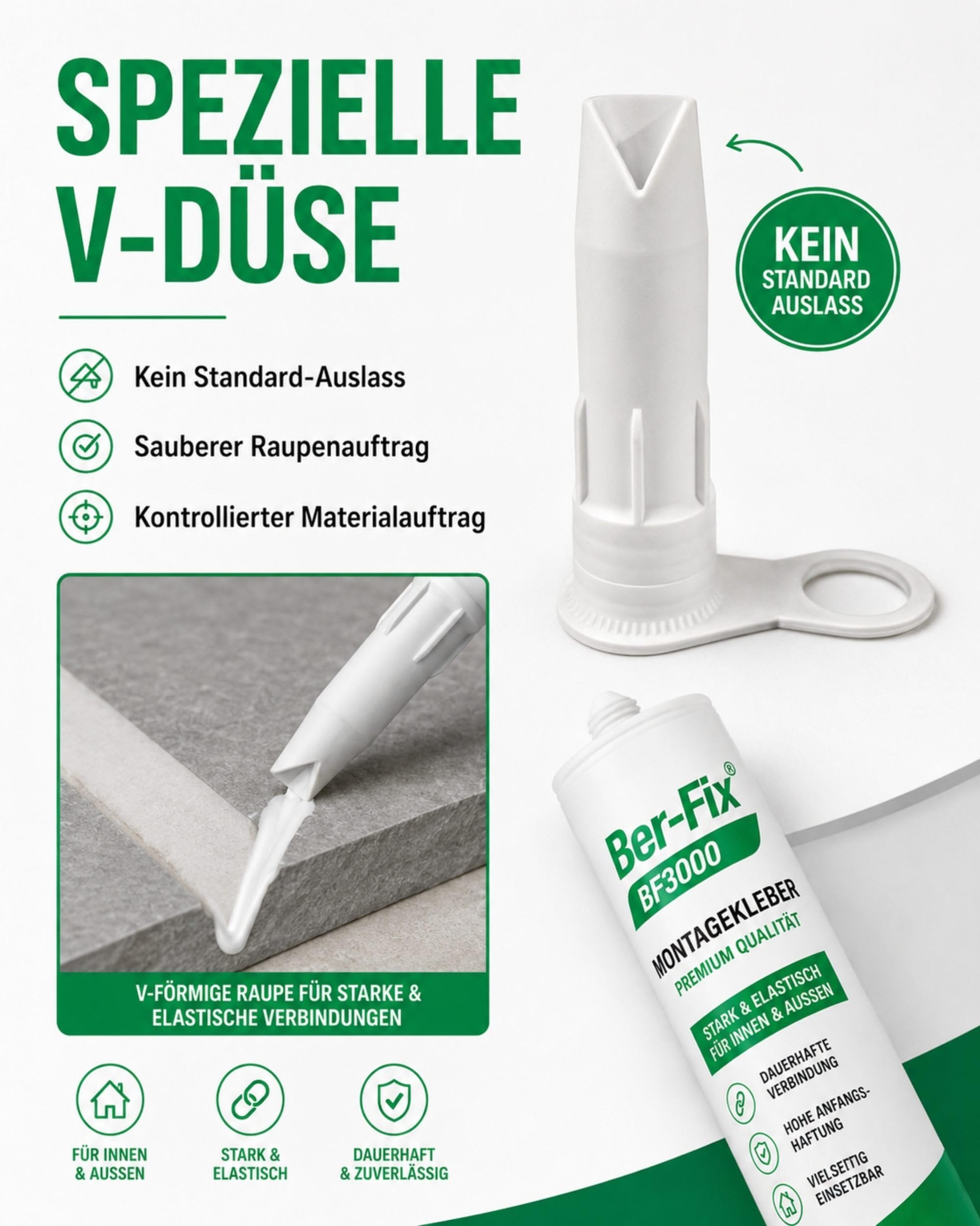Ber-Fix Montagekleber nur Kleber extra stark weiß 3er Pack | Montagekleber nur Kleber weiß 3er Pack: Montagekleber für Kleben statt Bohren: geeignet für Leisten, Platten
