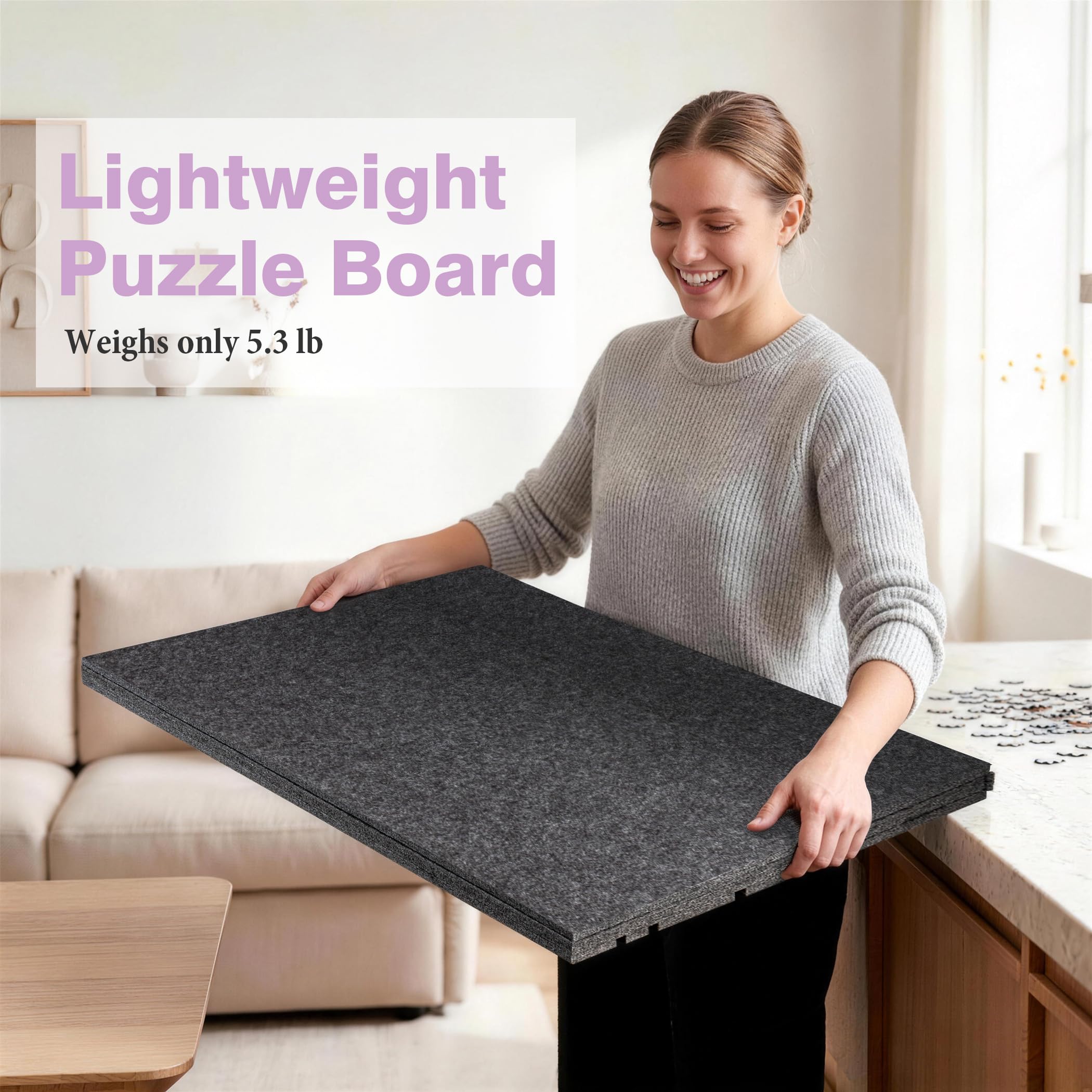 Planche de puzzle inclinable de 1500 pièces avec support et housse 2 en 1, table de rangement en feutre avec 3 angles réglables, légère et portable
