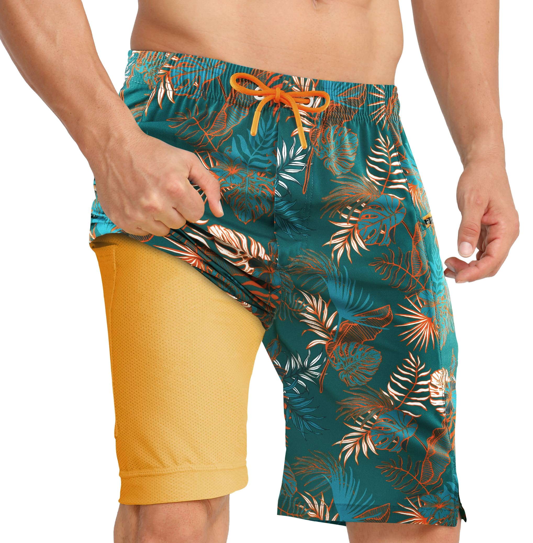 APTRO Costumi Pantaloncini da Bagno Uomo Mare Surf Piscina Stampa Hawaiana Estiva Grande Asciugatura Rapida con Fodera in Rete