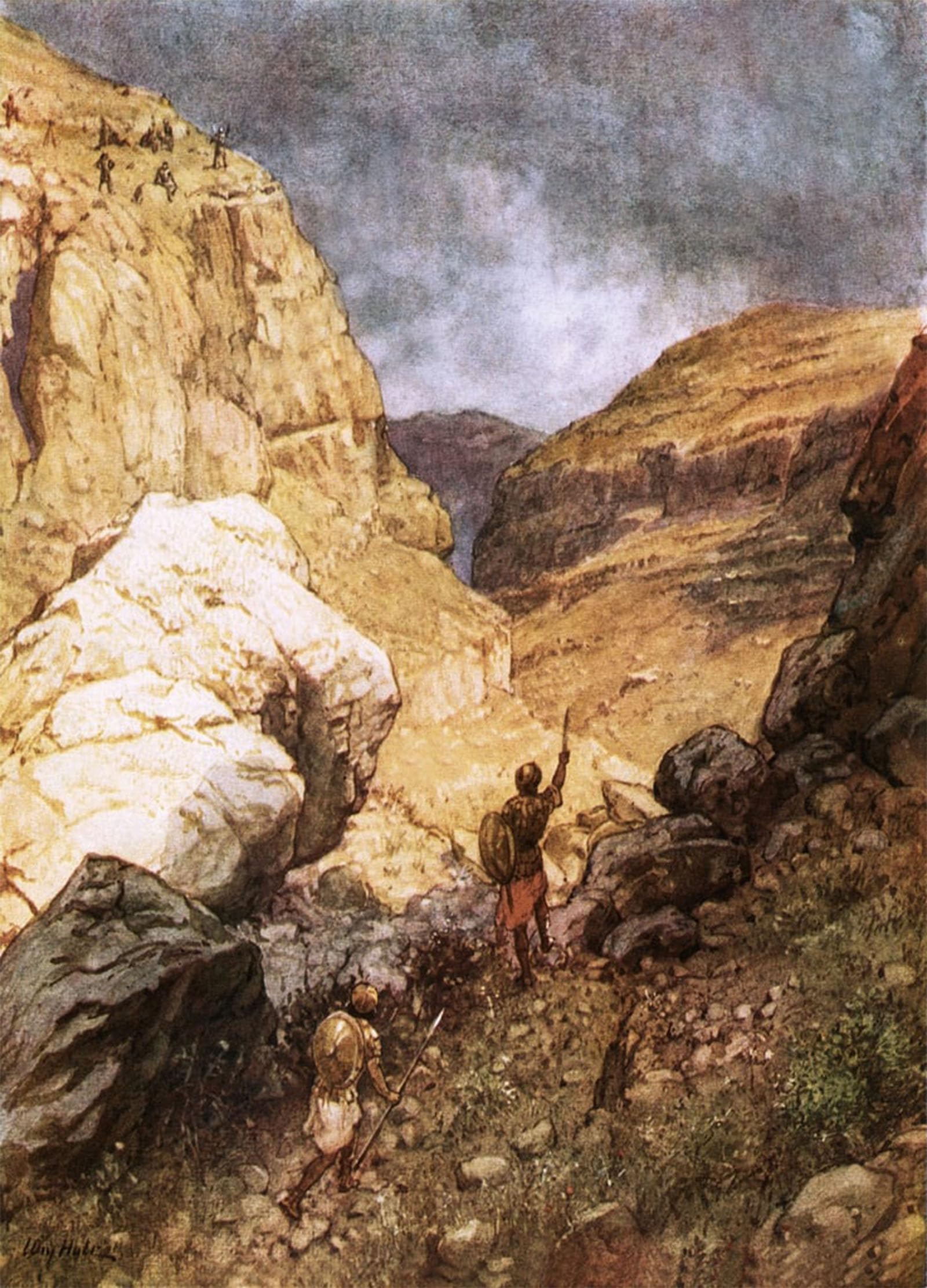 POSTERIIk Vintage Art Print Images Pictures Print Jonathan Defying the Outposts of the Philistines by William Brassey Hole Modern Colour Posters for Office Home Decor 60x90cm