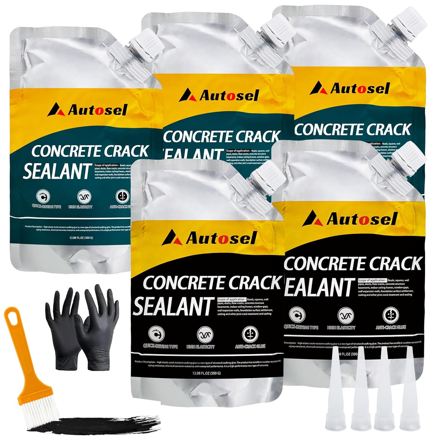 Concrete Crack Filler Grey 3 Pack,and Asphalt Crack Filler Black 2 Pack