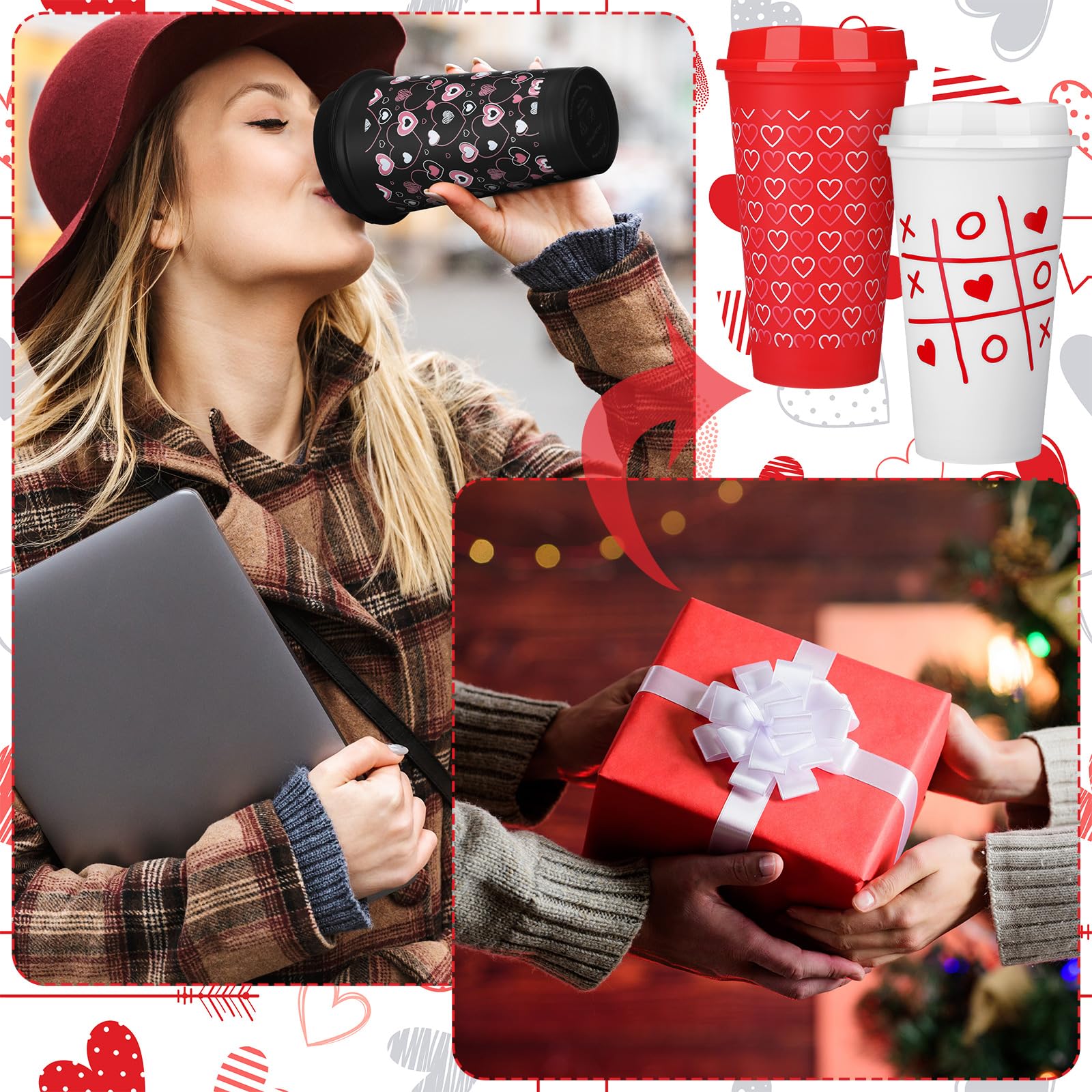 Amazon.com: Pickmesh 12 Pack Valentines Day Coffee Cups Mugs Gift Bulk for  Teachers Thank You Reusable Plastic Coffee Mugs with Lids Travel Tumblers  Gift for Hot and Cold Drinks(Heart Style,16 oz) :