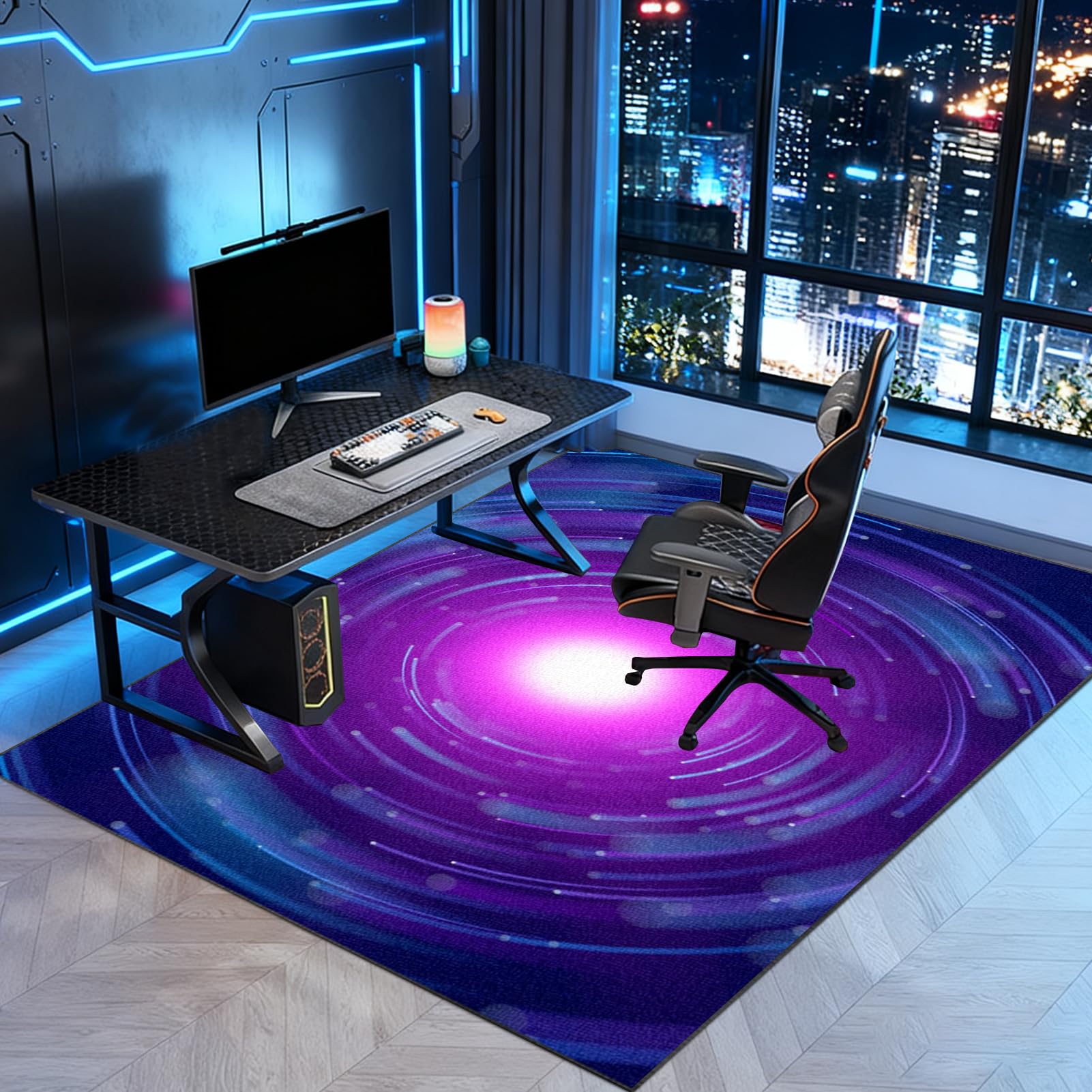 rutschfest Gaming Teppich, Bodenschutzmatte Bürostuhl, Schreibtischstuhl Unterlage für Laminat, Bürostuhl Unterlage für Parkett und Hartböden 100 x 120 cm
