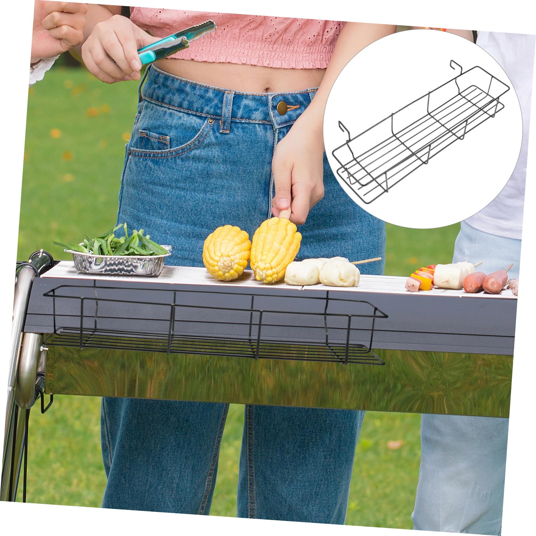 Toddmomy Bbq Grill Basket Sturdy Storage Condiment Bottles Holder Metal Hanging Basket Easy Install Hooks Random