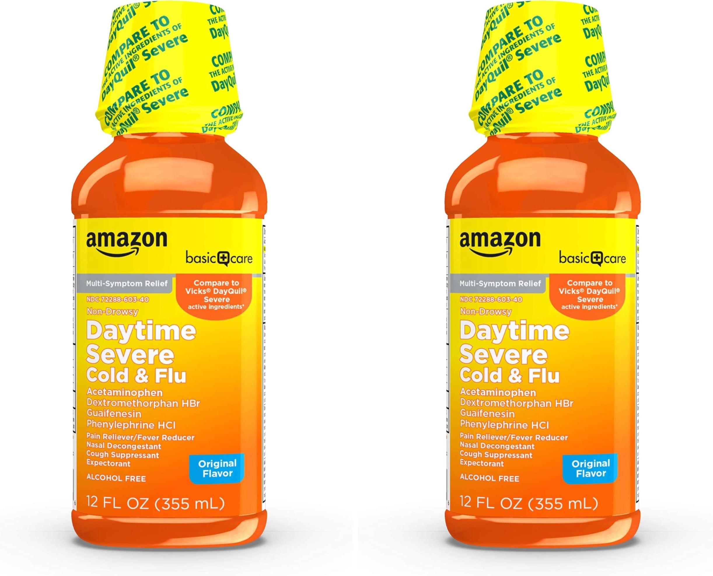 Severe Daytime Cold and Flu, Maximum Strength Liquid Cold Medicine, Non-Drowsy, Multi-Symptom Relief, for Adults,Children Age 6 and Over, Original, 12 fl oz (Pack of 2)