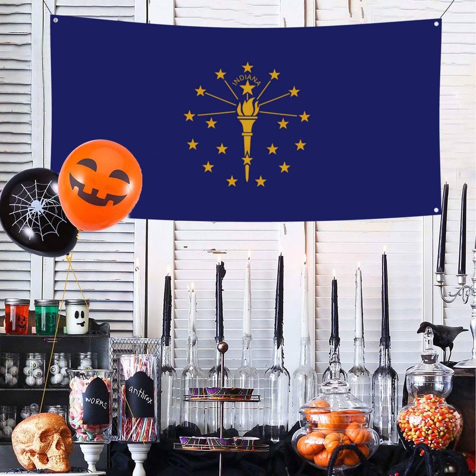 Bandera del estado de Indiana para decoración de fiesta, divertida pancarta de cumpleaños, adecuada para fiestas y eventos temáticos