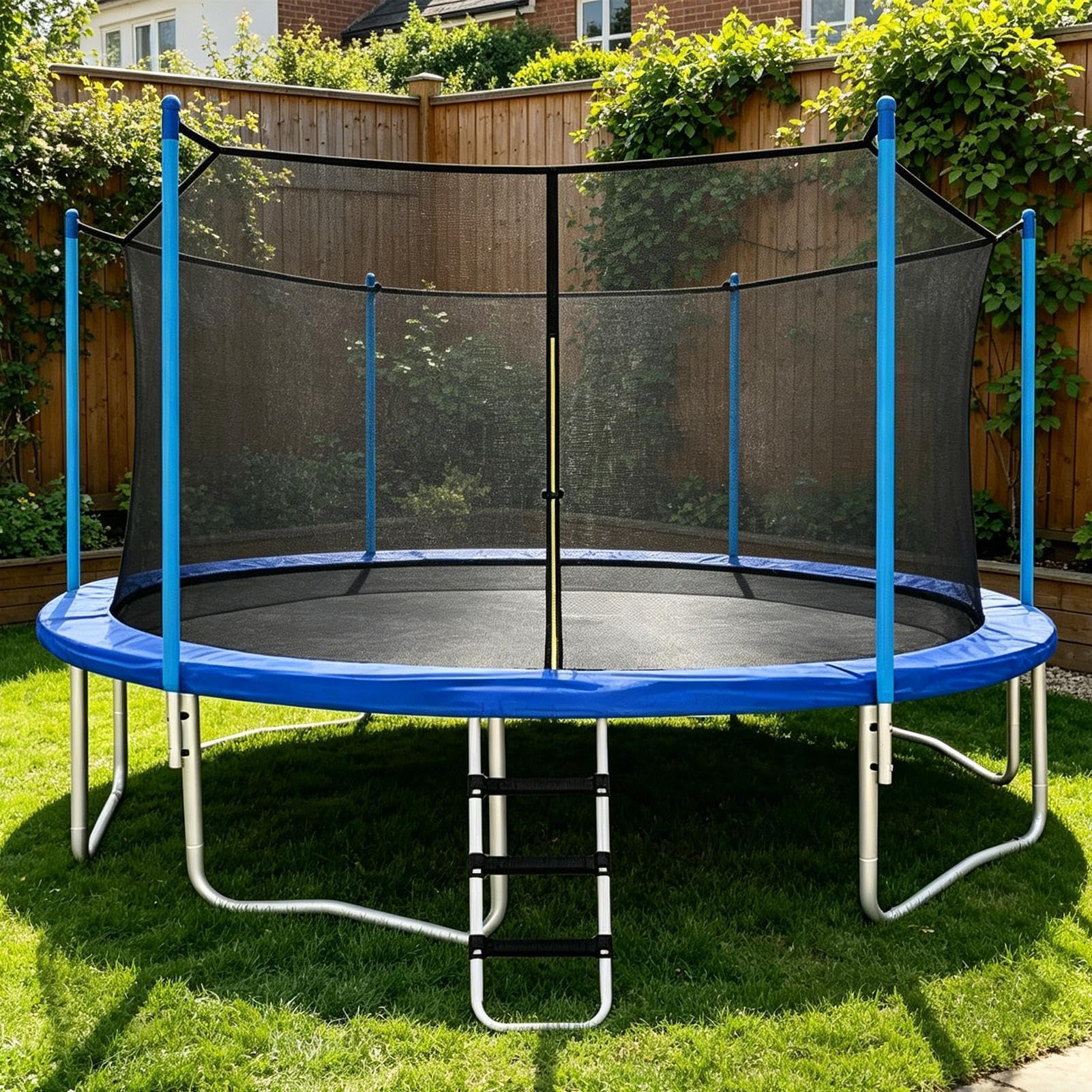 Generisch Trampolinnetz-Ersatz – Rundrahmen-Sicherheitsbarriere, verstellbarer Riemen, sichere Umrandung | Schützender Sprungbereichsschutz, Outdoor-Freizeitzubehör für Hinterhof-Trainingsgeräte