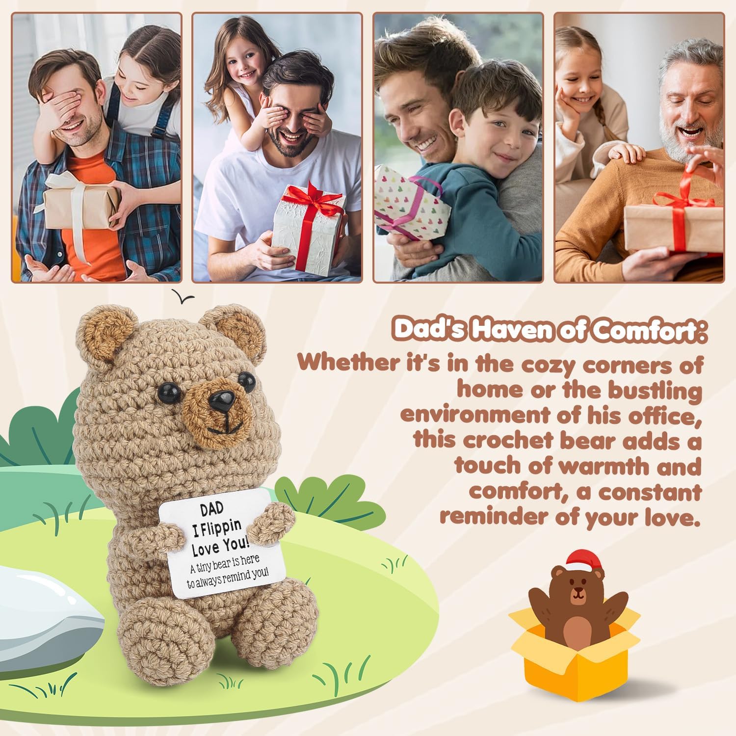 Funny Dad Gifts - Ideal for Dad's Birthday, Father's Day, Easter, Christmas & Valentine's Day | Handmade Crochet Bear(Dad) - Image 6