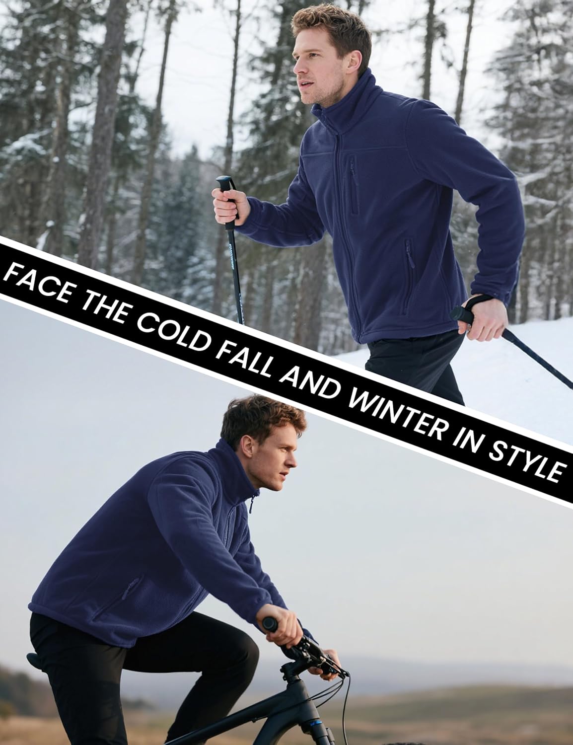 MAGCOMSEN Men's Winter Zip Up Polar Fleece Jacket Athletic Tactical Hiking Outdoor Jackets with 3 Pockets - Image 6