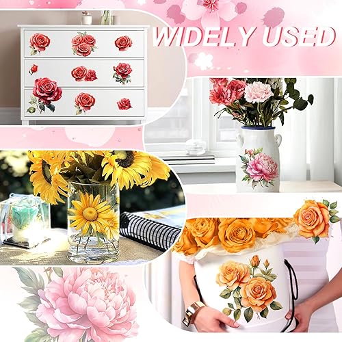 Miniatura 5 de Cysincos Adhesivos de transferencia para manualidades y muebles, calcomanías de transferencia para planchar para suministros de madera de bricolaje