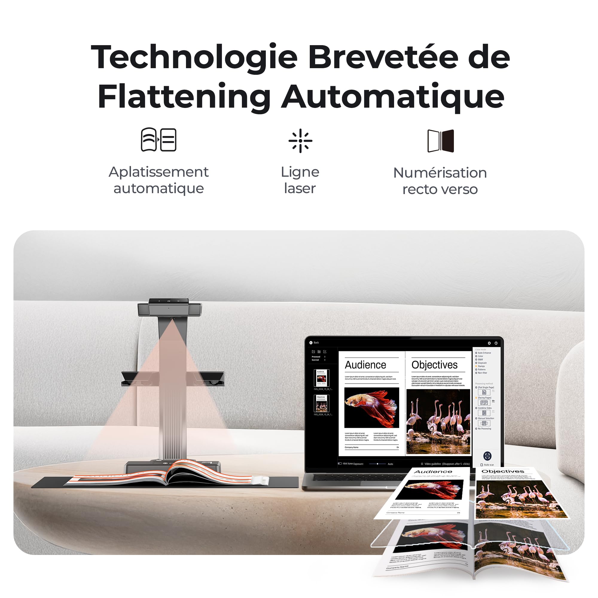 CZUR ET16 Plus Scanner de Documents A3, 16 MP, OCR Multilingue, macOS & Windows, PDF Éditable