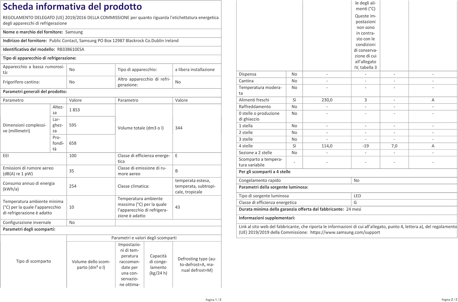 Samsung Frigorifero Combinato Ecoflex RB33B610ESA/EF, Libera installazione, No Frost, Space Max, 344L, 59.5l x 185h x 66p cm [Classe di efficienza energetica E]
