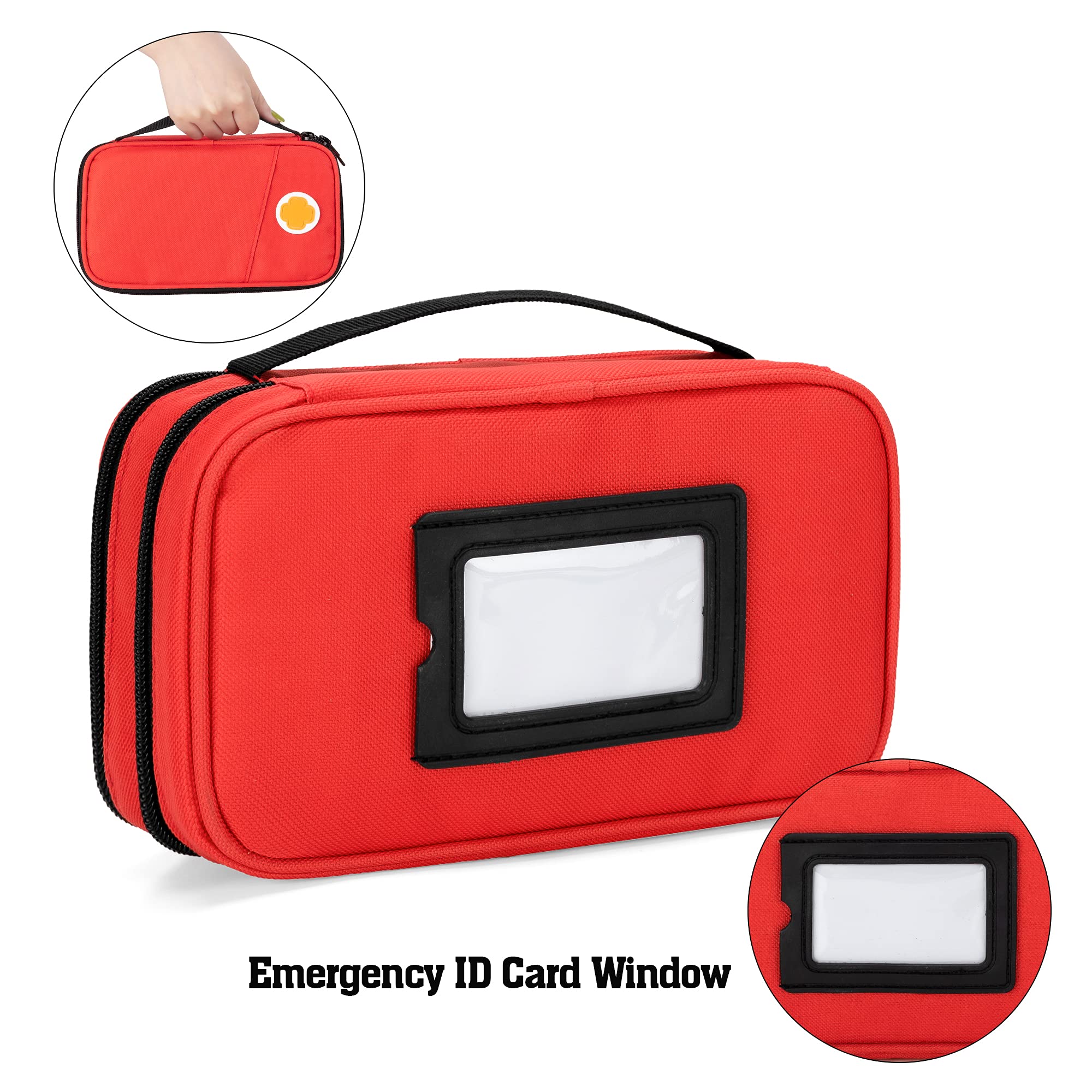 CURMIO Borsa Termica per Insulina, Borsa Viaggio Diabetici Doppio Strato, Astuccio Insulina con Sacchetti Staccabili per Penne Insulina e Forniture per Diabetici, Solo Borsa, Rosso