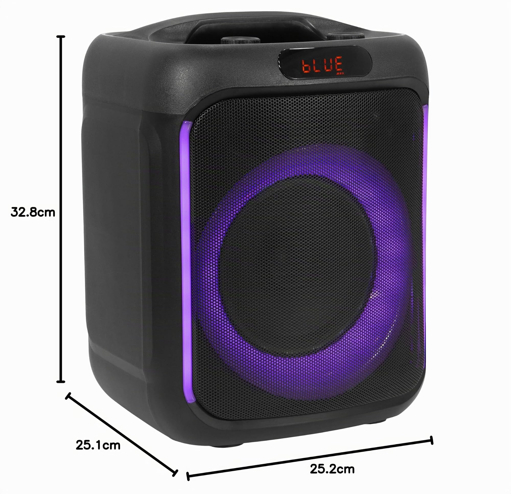 BoomTone DJ Cube 200 - Altoparlante karaoke portatile da 200 W con Bluetooth 5.0, luce LED integrata, lettore USB/SD, batteria ricaricabile al litio, ricarica USB-C, compatta e facile da trasportare.