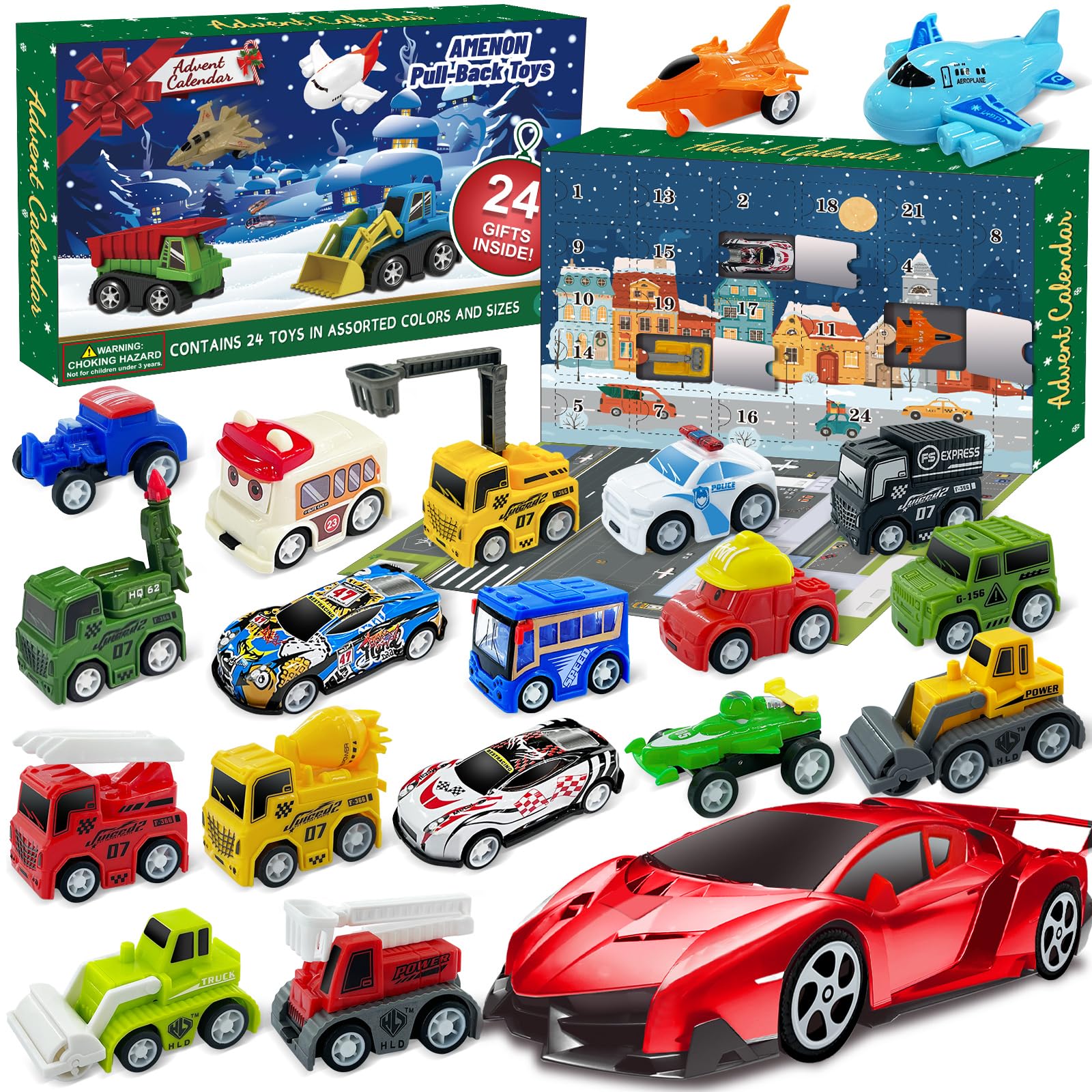 Calendario Adviento 2023 Con Coches Juguete - 24 Sorpresas Para Niños 2-6 Años
