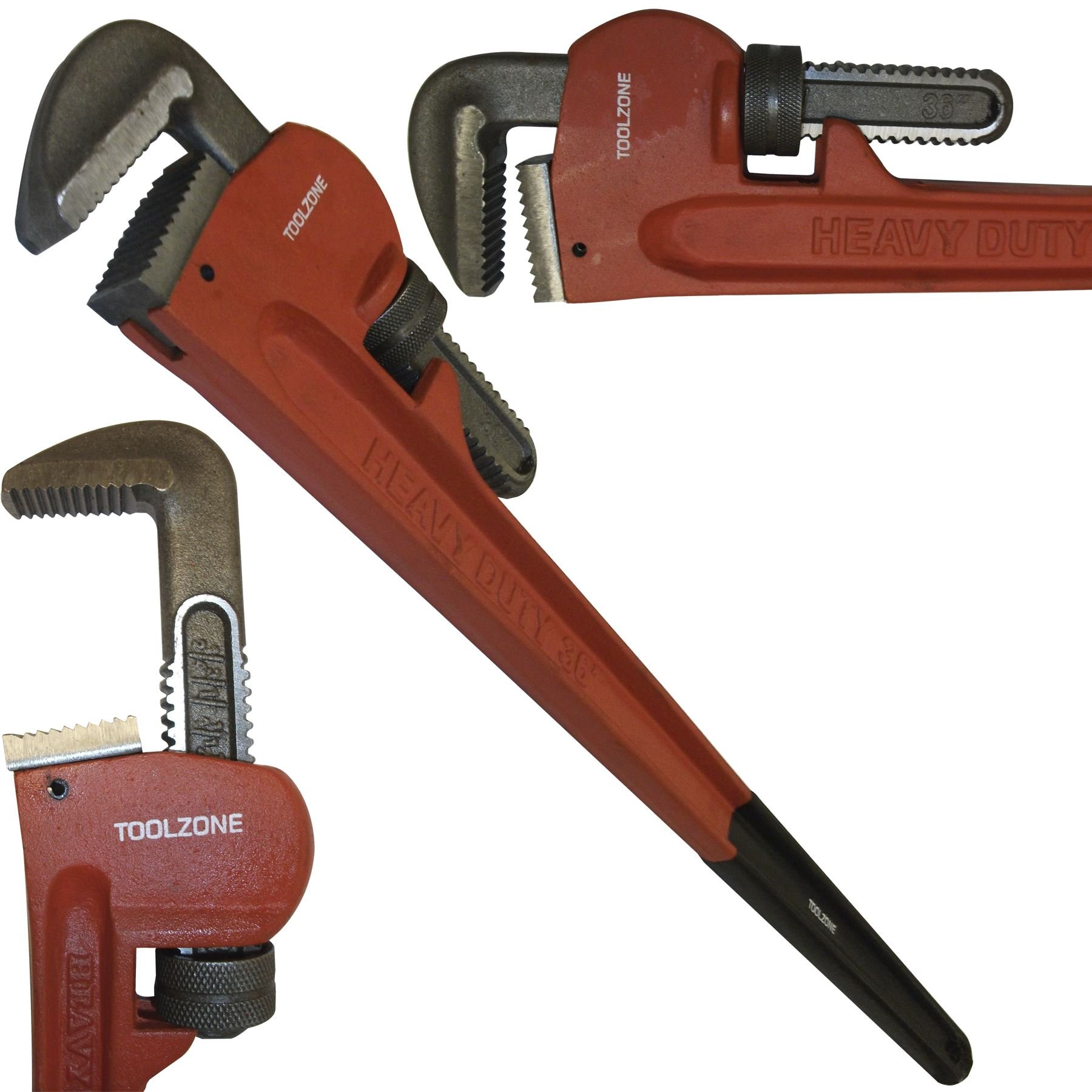 Toolzone 36" Stillsons Type Pipe Wrench Foam Handle Drop Forged Steel 114mm Jaw