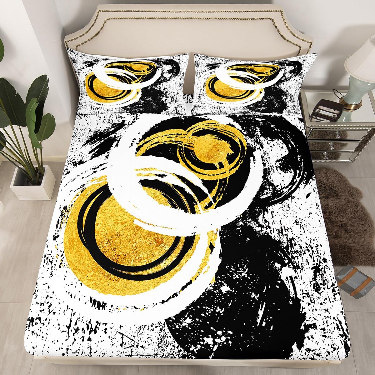 Set di biancheria da letto per bambini con motivo a pallone da calcio decorativo per bambini, con geometrie colorate, per letto king size, 3 pezzi