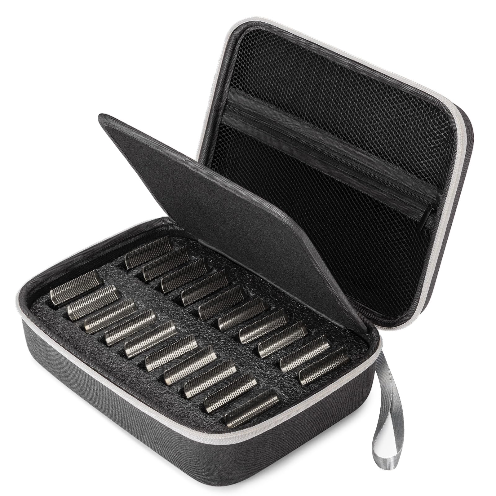 Noverlife Hair Clipper Guard Blades Holder Case, Barber Guard Blades Storage Bag for 20 Metal Clipper Guards Hard Blade Storage Travel Case, Protective Stylist Carrying Case for Grooming Blade