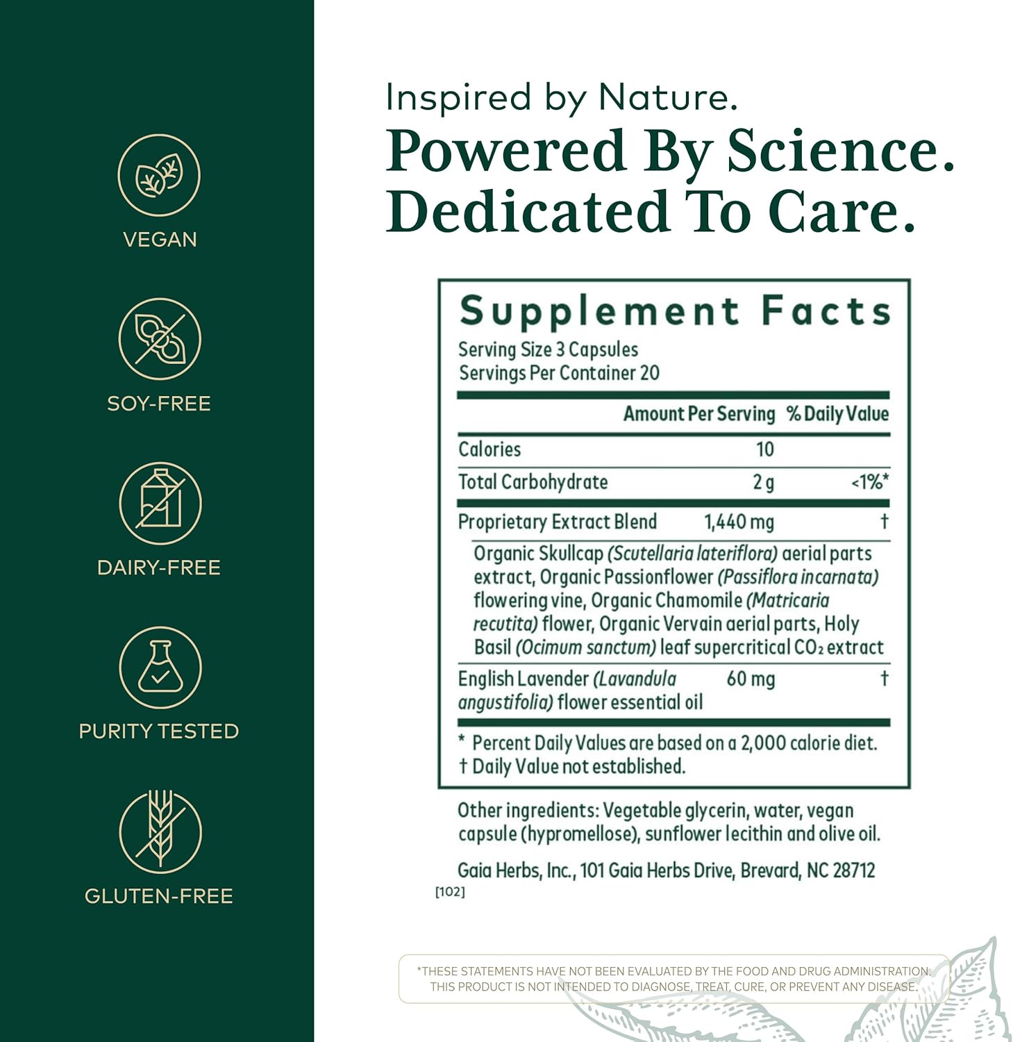 GAIA HERBS PRO Calm Restore - Nervous System Support Supplement* - Calm Support Supplement* with Skullcap, Chamomile, Holy Basil & Lavender - 60 Liquid Phyto-Caps (20 Servings)