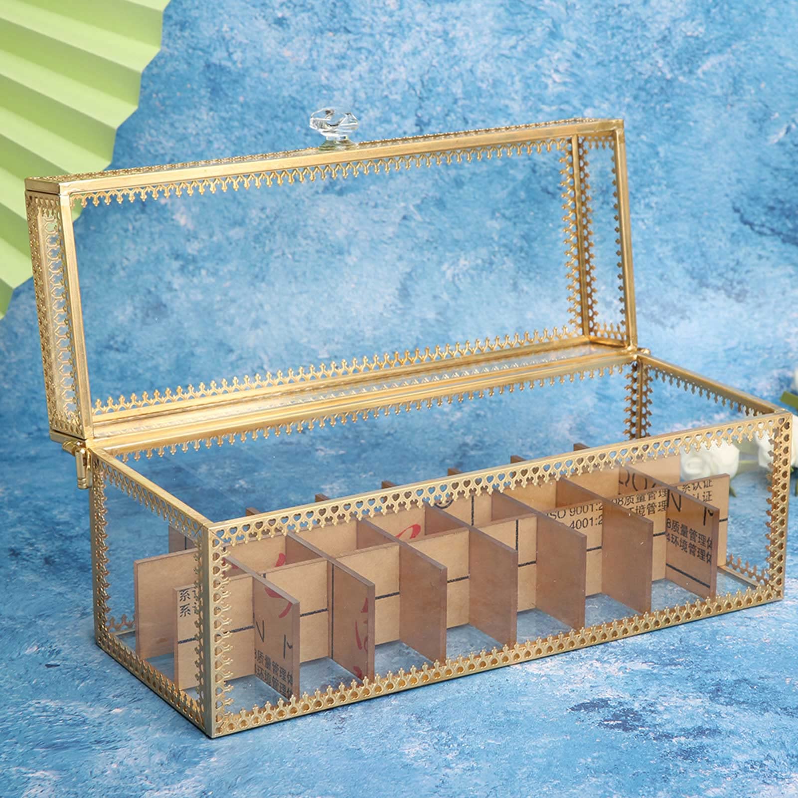 Organisateur de Maquillage en Acrylique, pour Rangement de Coiffeuse, Support de Rouge à lèvres, boîte à cosmétiques Transparente, décoration de Bureau, Cadre en cuivre