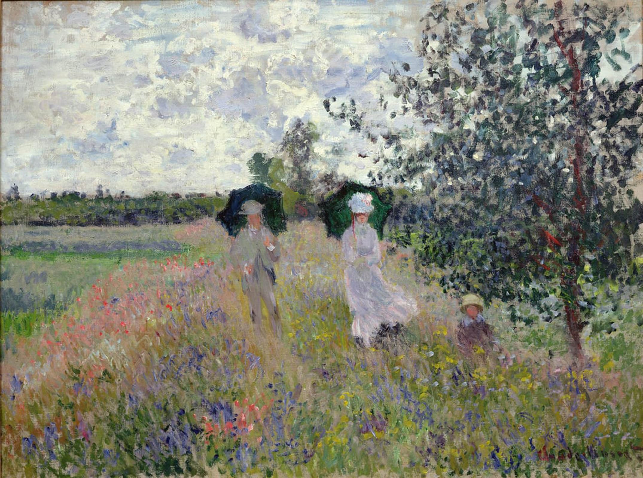 ARTXLXXBN Famous Art Print Poster Vintage Wall Art Promenade Near Argenteuil by Claude Monet Canvas Art Poster for Home Decor 60x90cm
