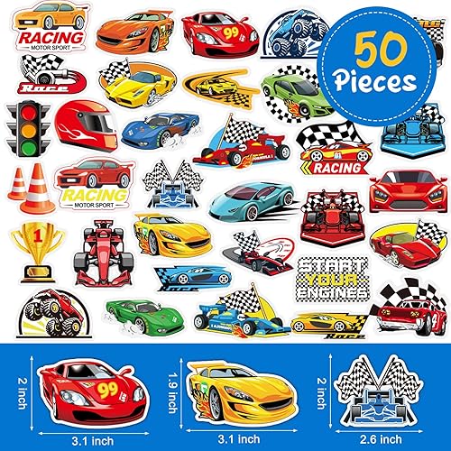Miniatura 3 de Juego de 98 piezas de suministros de fiesta de autos de carreras, juego de decoración temática de cumpleaños de carreras con mini autos de carreras,