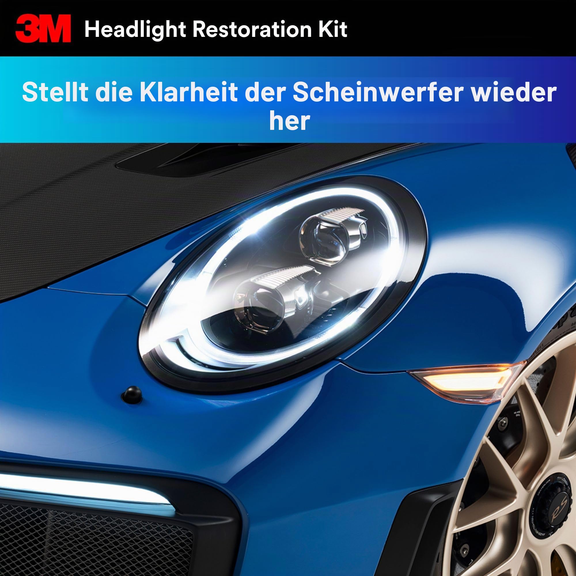 3M 39073 Scheinwerferglas-Restaurierungskit zur Wiederherstellung von stumpfen/verblichenen/verfärbten Scheinwerfern, 1 Packung, merhfarbig