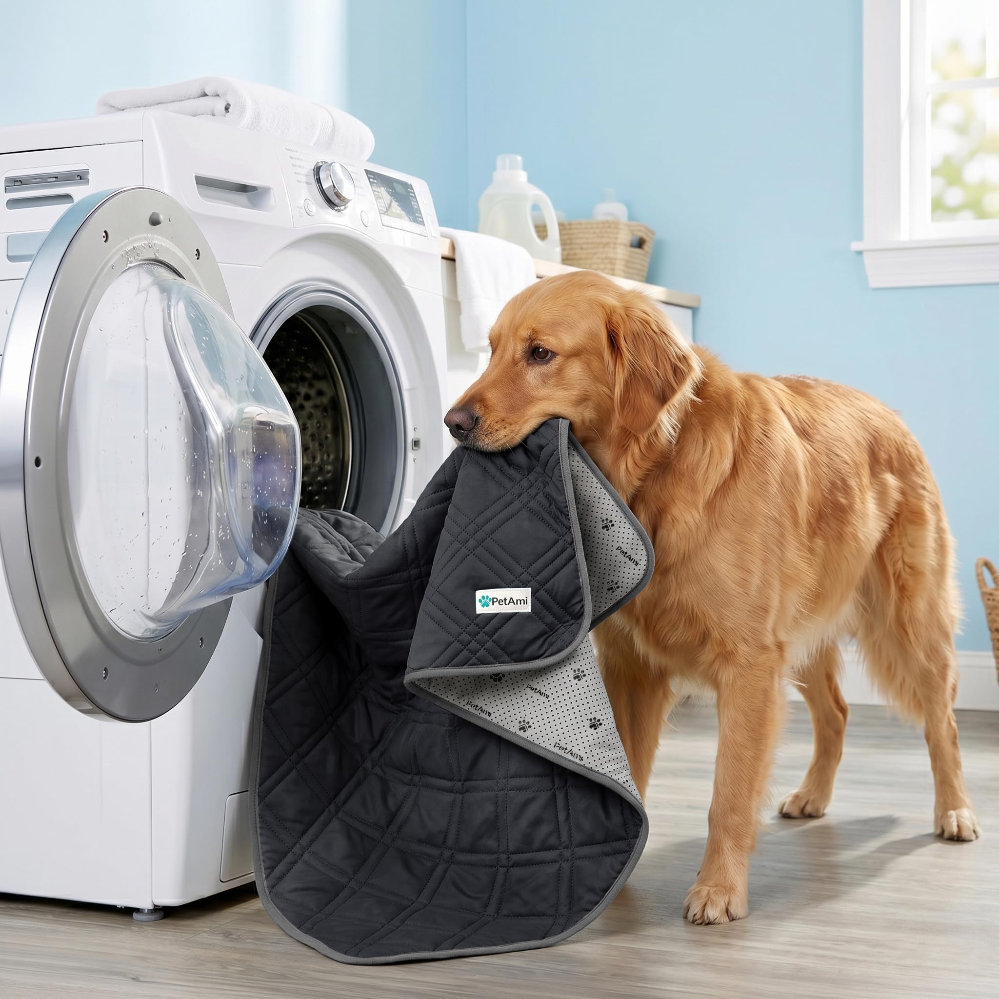 PetAmi Q-MAX - Tapete de refrigeración Impermeable para Perro, Manta de refrigeración Jaula de Cama, Almohadilla Antideslizante para Perros para Dormir, Funda de sofá pequeño y