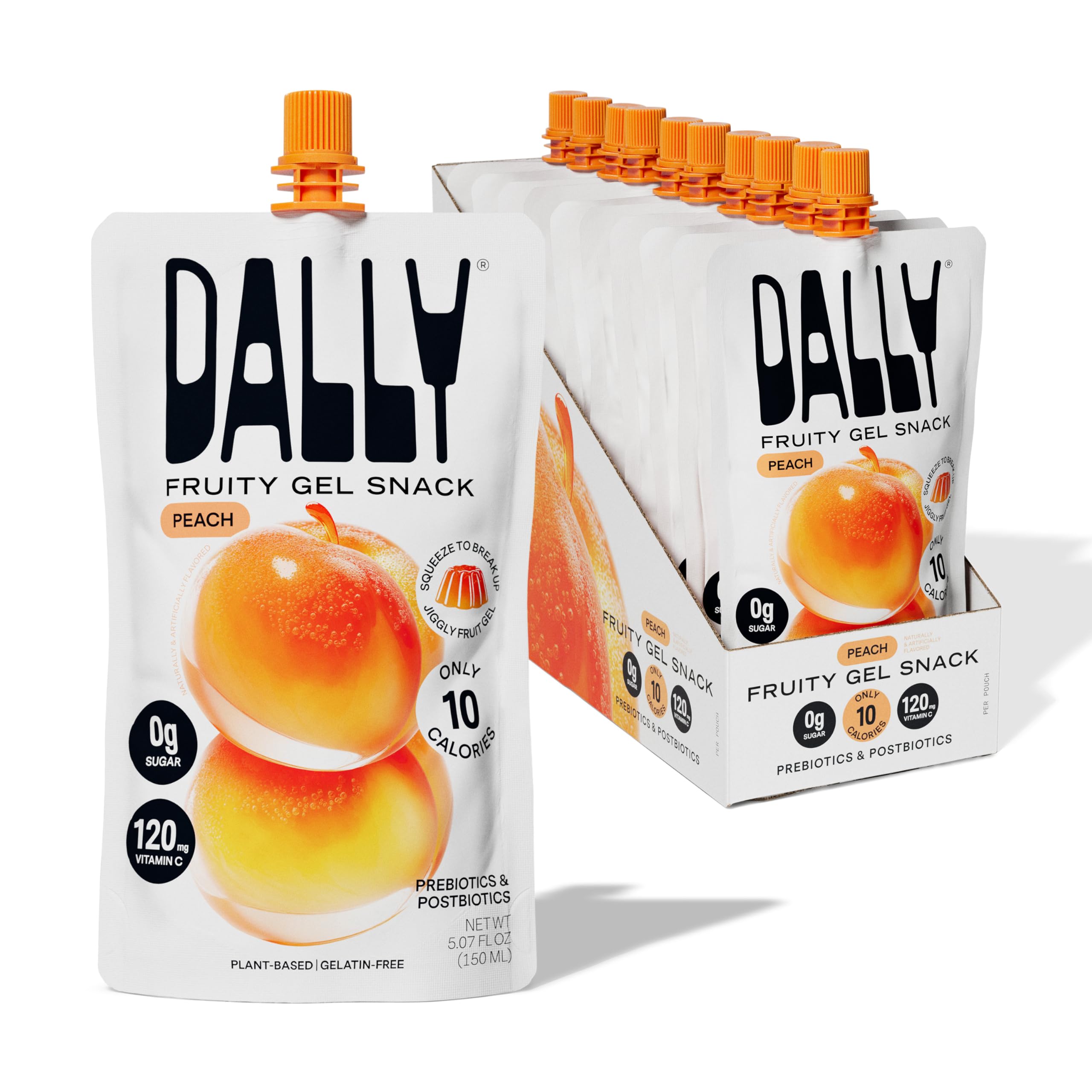 Peach Drinkable Konjac Jelly (10 Pouches) – 10-Calorie, Zero Sugar Korean Fruit Snack – Prebiotics & Postbiotics for Skin, Immune & Weight Management