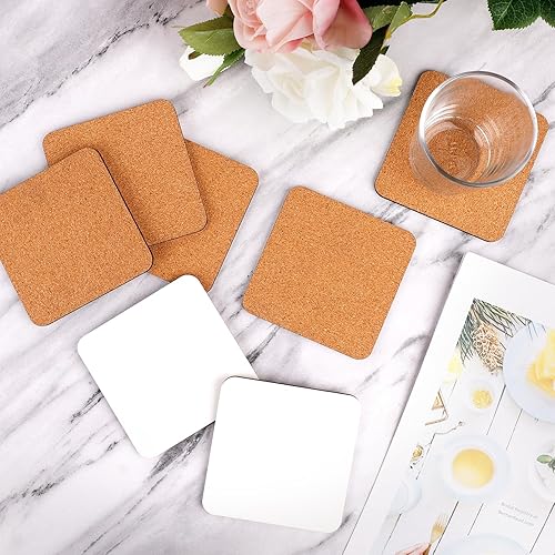 Miniatura 3 de 40 posavasos cuadrados de sublimación, posavasos de cartón, 4 x 4 pulgadas, posavasos de madera MDF para sublimación de corcho a granel para